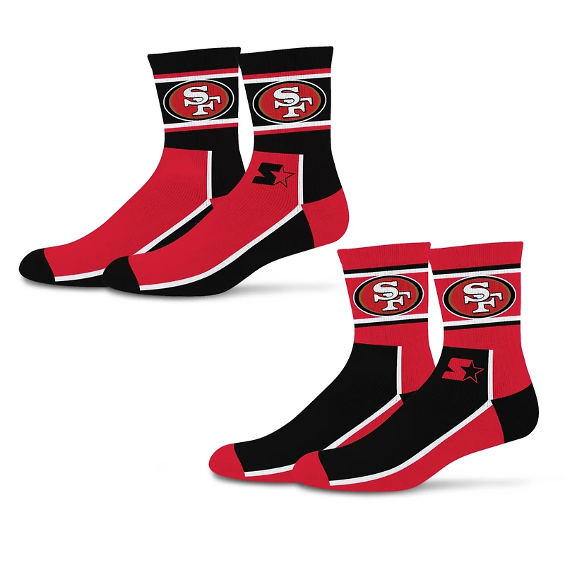 Unisex Starter  Black/Scarlet San Francisco 49ers Double Color Block 2-Pack Mid-Crew Socks