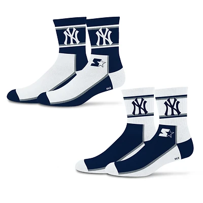 Unisex Starter  Navy/White New York Yankees Double Color Block 2-Pack Mid-Crew Socks