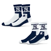 Unisex Starter  Navy/White New York Yankees Double Color Block 2-Pack Mid-Crew Socks