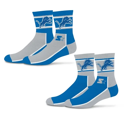 Unisex Starter  Blue/Silver Detroit Lions Double Color Block 2-Pack Mid-Crew Socks