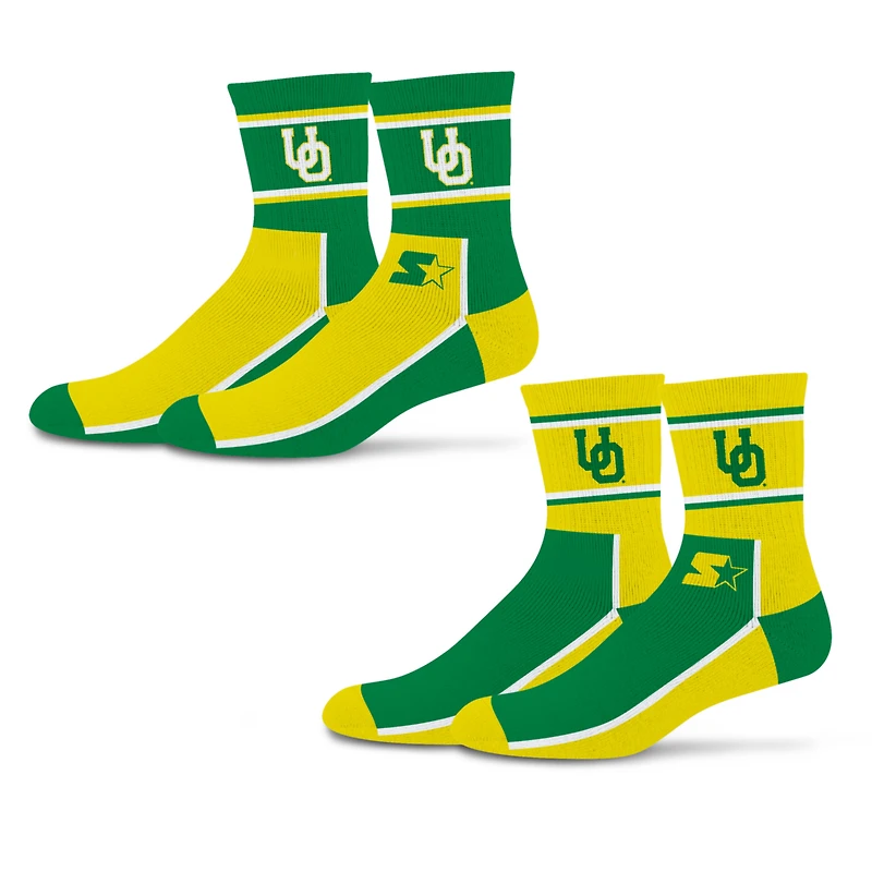 Unisex Starter  Green/Gold Oregon Ducks Double Color Block 2-Pack Mid-Crew Socks