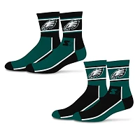 Unisex Starter  Black/Midnight Green Philadelphia Eagles Double Color Block 2-Pack Mid-Crew Socks