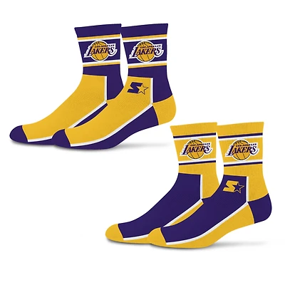 Unisex Starter  Purple/Gold Los Angeles Lakers Double Color Block 2-Pack Mid-Crew Socks