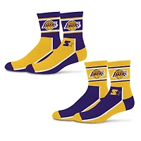 Unisex Starter  Purple/Gold Los Angeles Lakers Double Color Block 2-Pack Mid-Crew Socks