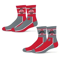 Unisex Starter  Scarlet/White Ohio State Buckeyes Double Color Block 2-Pack Mid-Crew Socks