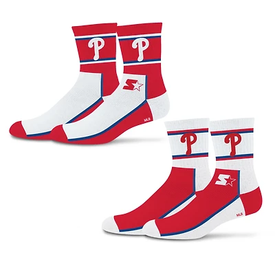 Unisex Starter  Red/Blue Philadelphia Phillies Double Color Block 2-Pack Mid-Crew Socks
