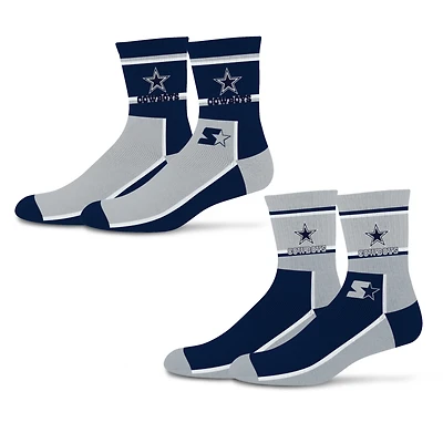 Unisex Starter  Navy/Silver Dallas Cowboys Double Color Block 2-Pack Mid-Crew Socks