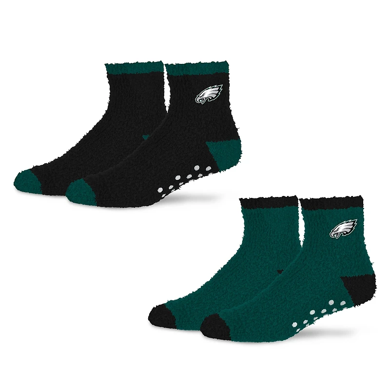 Women's Starter  Midnight Green/Black Philadelphia Eagles Home and Away Cozy Socks 2 Pack