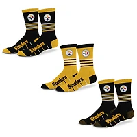Unisex Starter  Black Pittsburgh Steelers Stripe Zones Socks 3 Pack