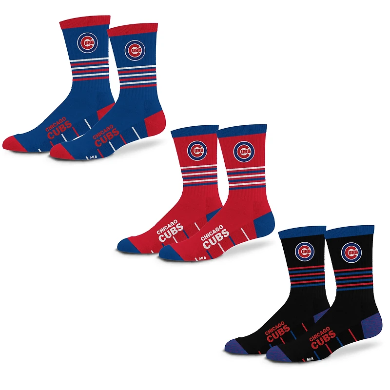 Unisex Starter  Blue Chicago Cubs Stripe Zones Socks 3 Pack