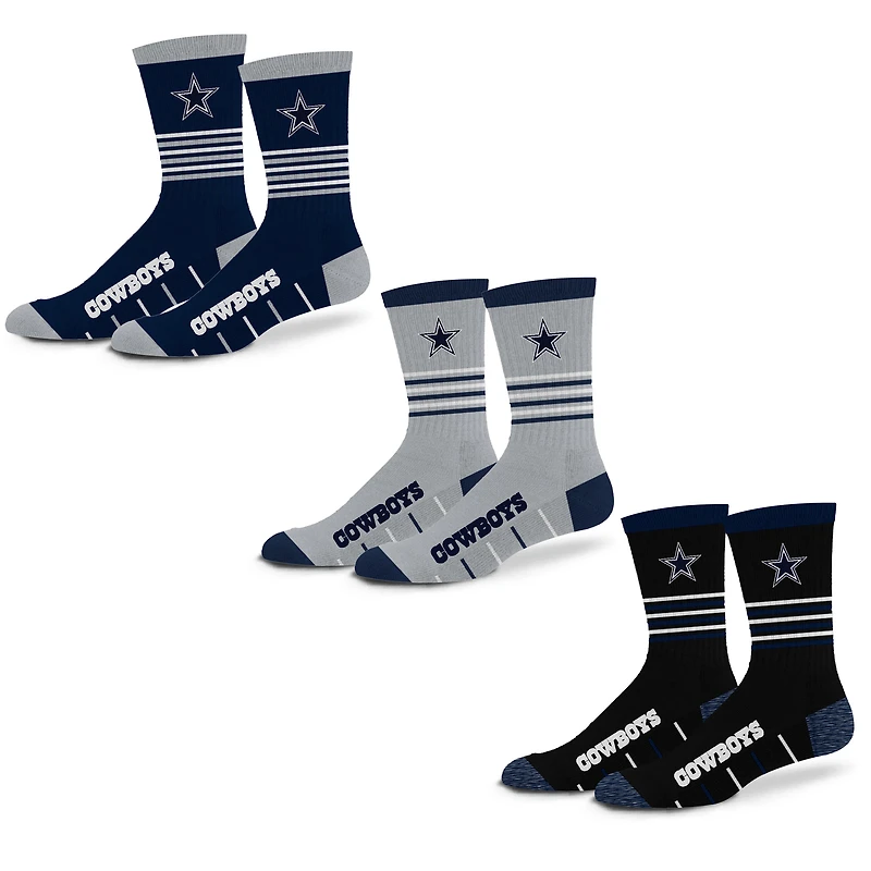 Unisex Starter  Navy Dallas Cowboys Stripe Zones Socks 3 Pack