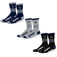 Unisex Starter  Navy Dallas Cowboys Stripe Zones Socks 3 Pack