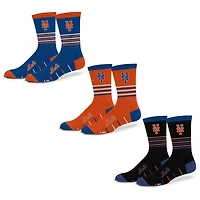 Unisex Starter  New York Mets Stripe Zones Socks 3 Pack