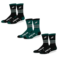Unisex Starter  Philadelphia Eagles Stripe Zones Socks 3 Pack