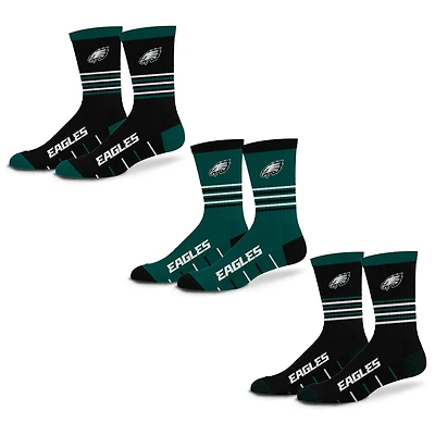 Unisex Starter  Philadelphia Eagles Stripe Zones Socks 3 Pack
