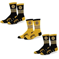 Unisex Starter  Boston Bruins Stripe Zones Socks 3 Pack
