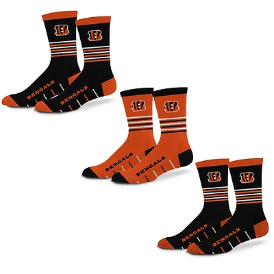 Unisex Starter  Cincinnati Bengals Stripe Zones Socks 3 Pack