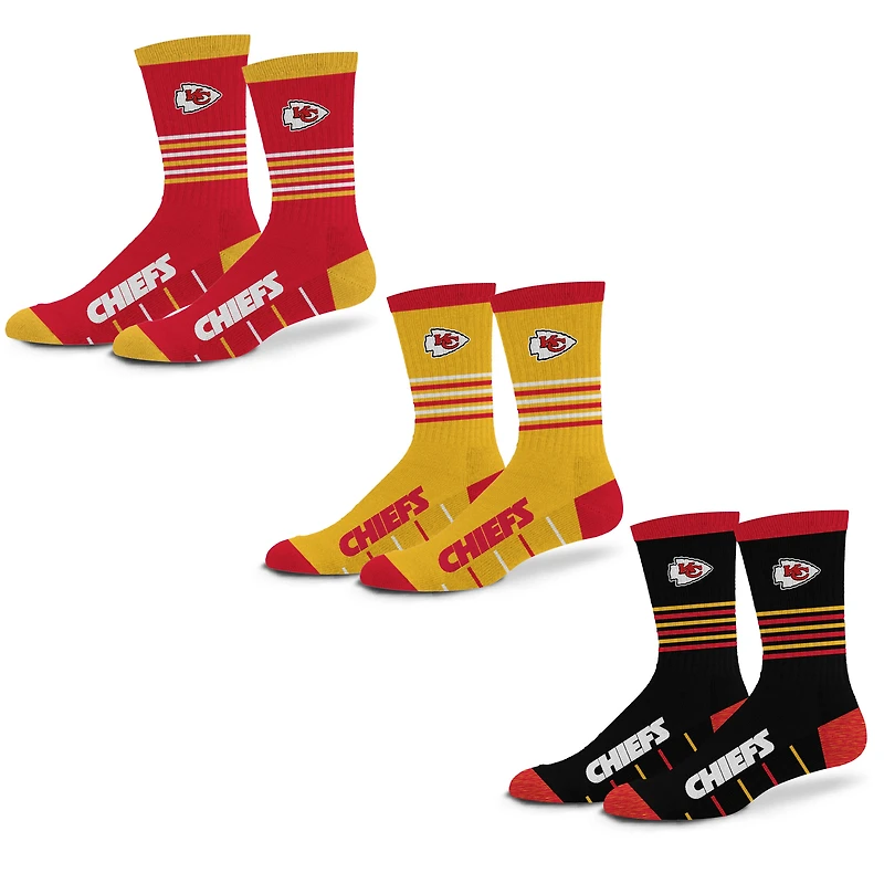 Unisex Starter Kansas City Chiefs Stripe Zones Socks 3 Pack