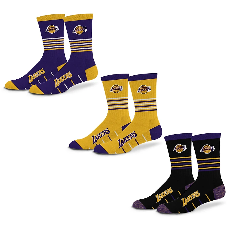Unisex Starter Los Angeles Lakers Stripe Zones Socks 3 Pack