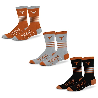 Unisex Starter  Texas Longhorns Stripe Zones Socks 3 Pack