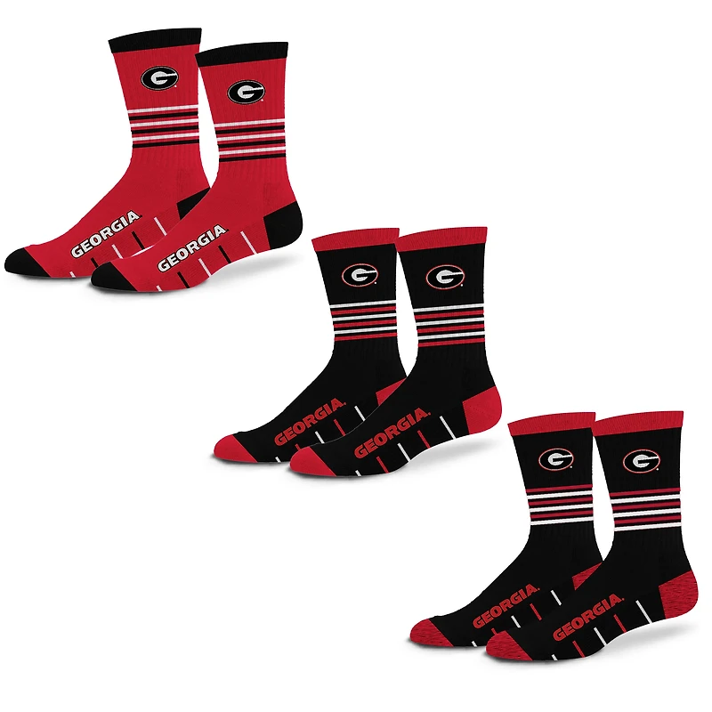 Unisex Starter  Georgia Bulldogs Stripe Zones Socks 3 Pack