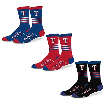Unisex Starter  Texas Rangers Stripe Zones Socks 3 Pack