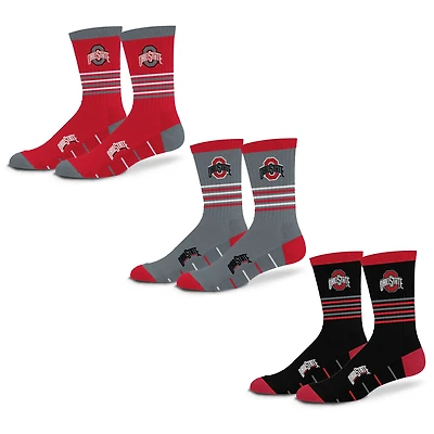 Unisex Starter  Ohio State Buckeyes Stripe Zones Socks 3 Pack