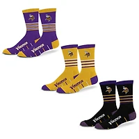 Unisex Starter  Minnesota Vikings Stripe Zones Socks 3 Pack