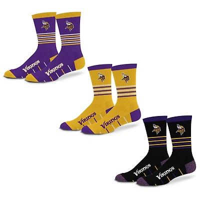 Unisex Starter  Minnesota Vikings Stripe Zones Socks 3 Pack
