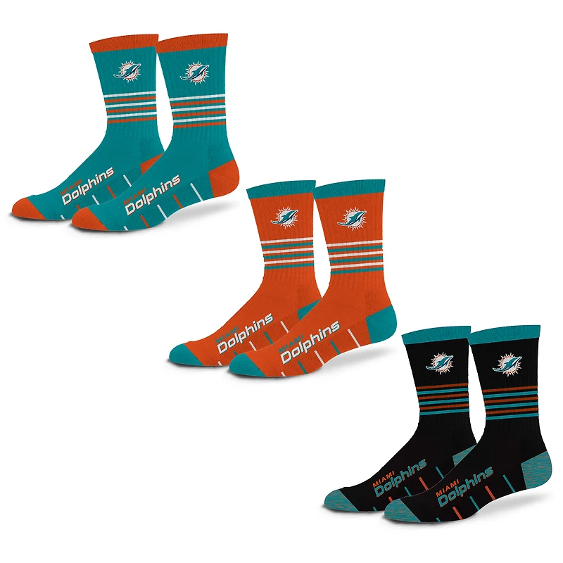 Unisex Starter  Miami Dolphins Stripe Zones Socks 3 Pack