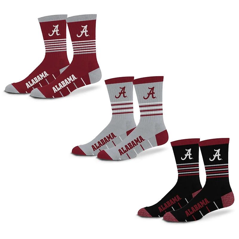 Unisex Starter Alabama Crimson Tide Stripe Zones Socks 3 Pack