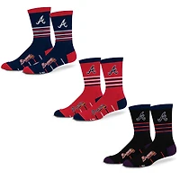 Unisex Starter  Atlanta Braves Stripe Zones Socks 3 Pack