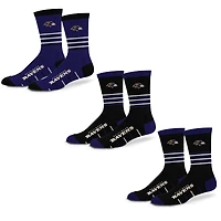 Unisex Starter  Baltimore Ravens Stripe Zones Socks 3 Pack