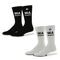 Unisex Starter  Black/White Miami Dolphins Assist Socks 2 Pack