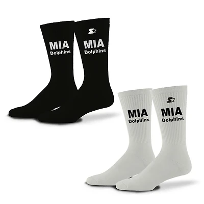 Unisex Starter  Black/White Miami Dolphins Assist Socks 2 Pack