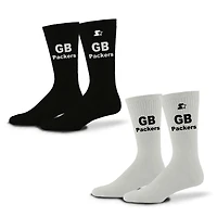 Unisex Starter  Black/White Green Bay Packers Assist Socks 2 Pack
