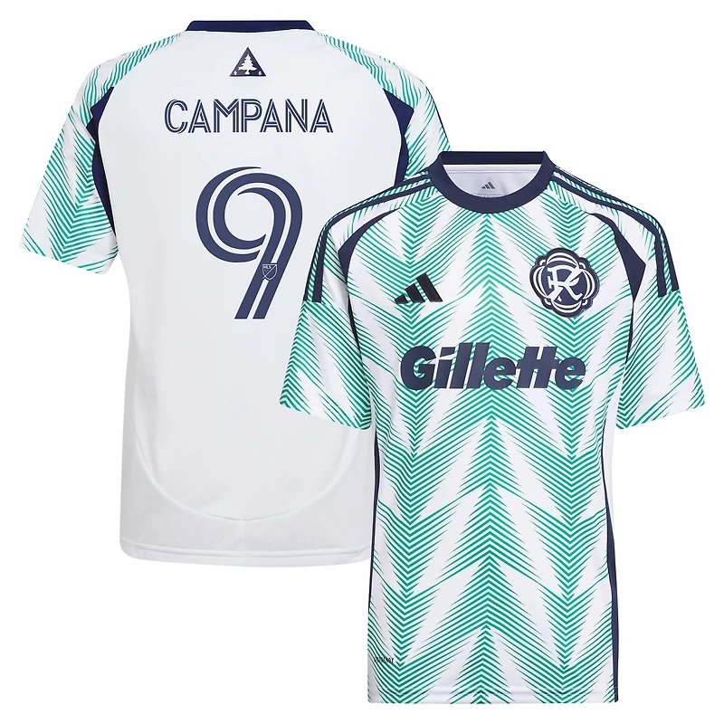Youth adidas Leonardo Campana White New England Revolution 2025 Eastern White Pine x Flag of New England Replica Player Jersey