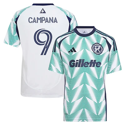 Youth adidas Leonardo Campana White New England Revolution 2025 Eastern White Pine x Flag of New England Replica Player Jersey
