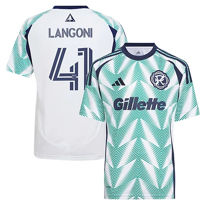 Youth adidas Luca Langoni White New England Revolution 2025 Eastern White Pine x Flag of New England Replica Player Jersey