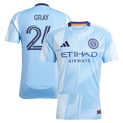 Men's adidas Tayvon Gray Light Blue New York City FC 2025 The Excelsior Kit Replica Player Jersey