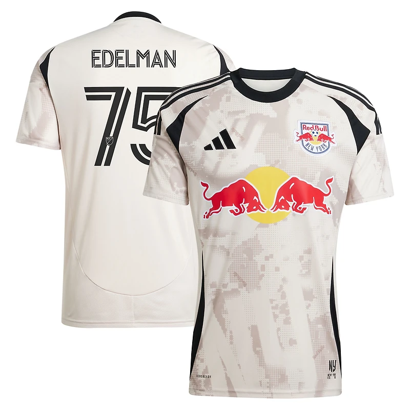 Men's adidas Daniel Edelman Tan New York Red Bulls 2025 Stone Kit Replica Player Jersey