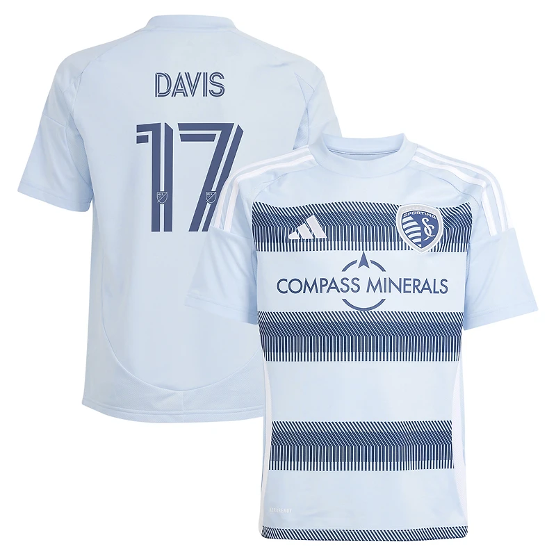 Youth adidas Jake Davis Light Blue Sporting Kansas City 2025 One KC Replica Player Jersey