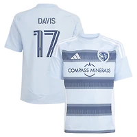 Youth adidas Jake Davis Light Blue Sporting Kansas City 2025 One KC Replica Player Jersey