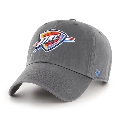 Men's '47  Charcoal Oklahoma City Thunder Core Logo Clean Up Adjustable Hat