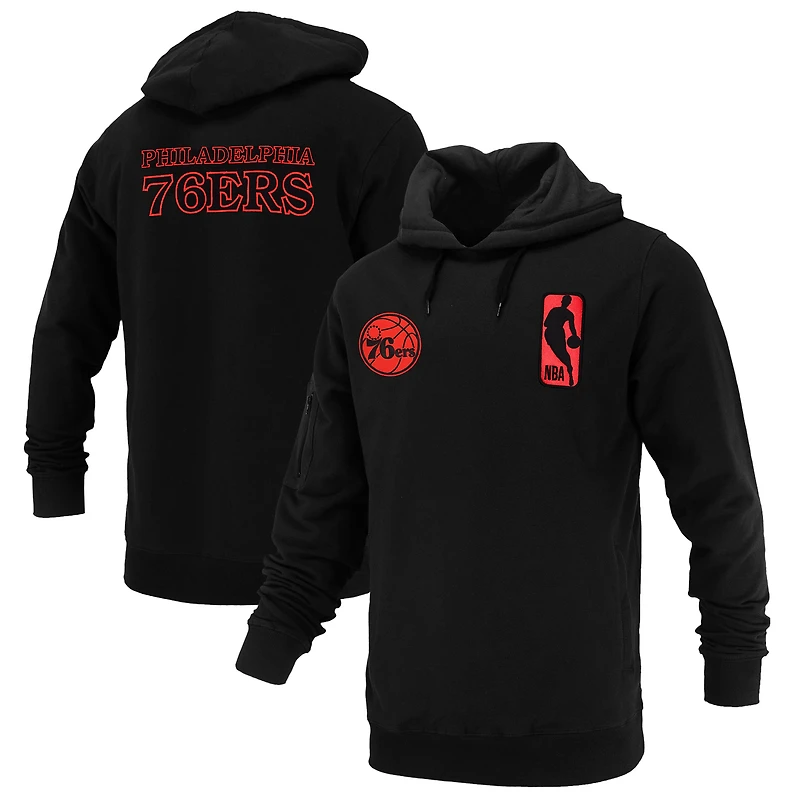 Unisex FISLL Black Philadelphia 76ers Logoman Shadow Collection Pullover Hoodie