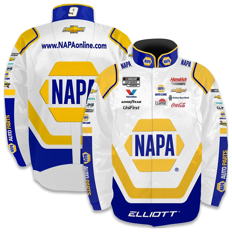 Youth Hendrick Motorsports Team Collection White Chase Elliott NAPA Full-Snap Nylon Uniform Jacket