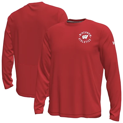Men's Under Armour  Red Wisconsin Badgers Sideline Knockout Long-Sleeve T-Shirt
