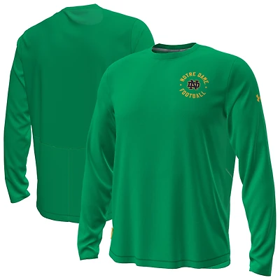 Men's Under Armour Kelly Green Notre Dame Fighting Irish Sideline Knockout Long-Sleeve T-Shirt