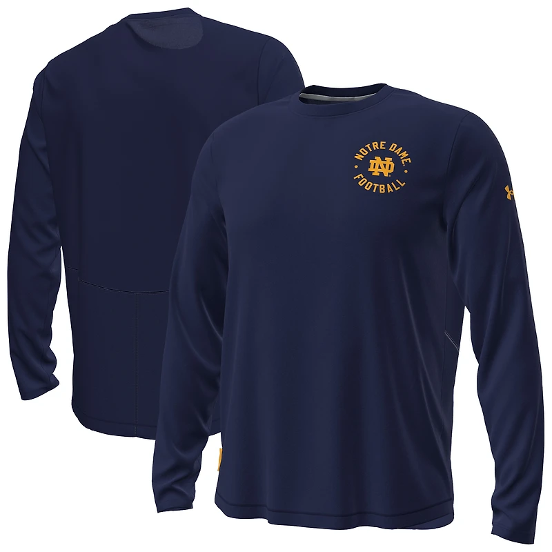 Men's Under Armour Navy Notre Dame Fighting Irish Sideline Knockout Long-Sleeve T-Shirt