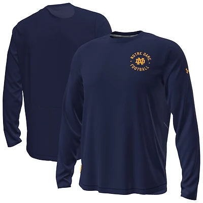 Men's Under Armour  Navy Notre Dame Fighting Irish Sideline Knockout Long-Sleeve T-Shirt